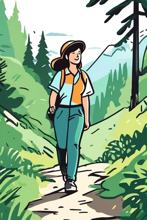 flvcil07 style <lora:style_07_vibrant_pulse_l3-x_flvcil07_style:1>, woman  standing, 
politician, tiny,
Forest hiking trail and nature sounds, 
high quality, masterpiece, highres,