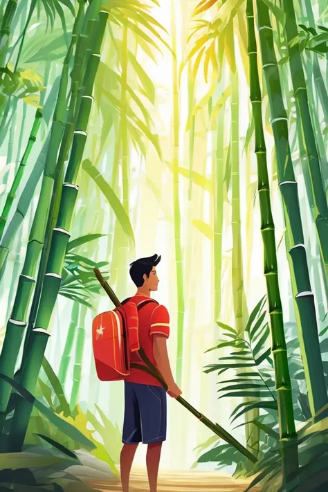 flvcil08 style <lora:style_08_simple_tone_l0-x_flvcil08_style:1>, man standing,
lifeguard, epic,
Bamboo forest and light filtering through,
high quality, masterpiece, highres,