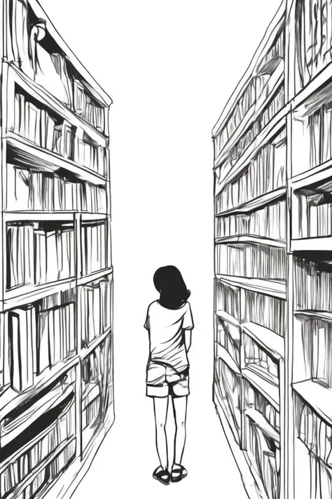 flvcil05 style <lora:style_05_line_art_l2-x_flvcil05_style:1>, woman  standing, 
lifeguard, colossal,
Old bookstore and shelves and quiet corners, 
high quality, masterpiece, highres,