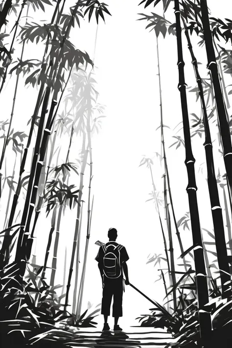 flvcil05 style <lora:style_05_line_art_l2-x_flvcil05_style:1>, man  standing, 
lifeguard, epic,
Bamboo forest and light filtering through, 
high quality, masterpiece, highres,