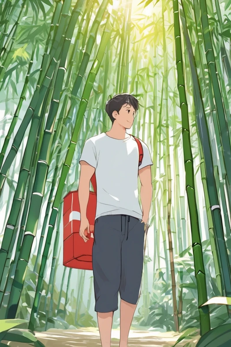 flvcil01 style <lora:style_01_pastel_charm_l1-x_flvcil01_style:1>, man standing,
lifeguard, epic,
Bamboo forest and light filtering through,
high quality, masterpiece, highres,