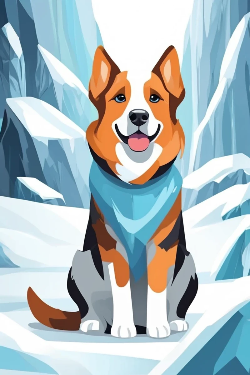 flvcil08 style <lora:style_08_simple_tone_l0-x_flvcil08_style:1>, dog standing,
actress, fallacious,
Glacial ice cave and blue tones,
high quality, masterpiece, highres,