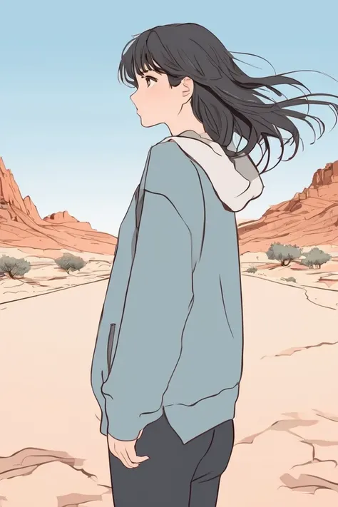 flvcil01 style <lora:style_01_pastel_charm_l1-x_flvcil01_style:1>, woman cluseup standing,
artist painter, draconian,
Desert highway and endless horizon,
high quality, masterpiece, highres,
