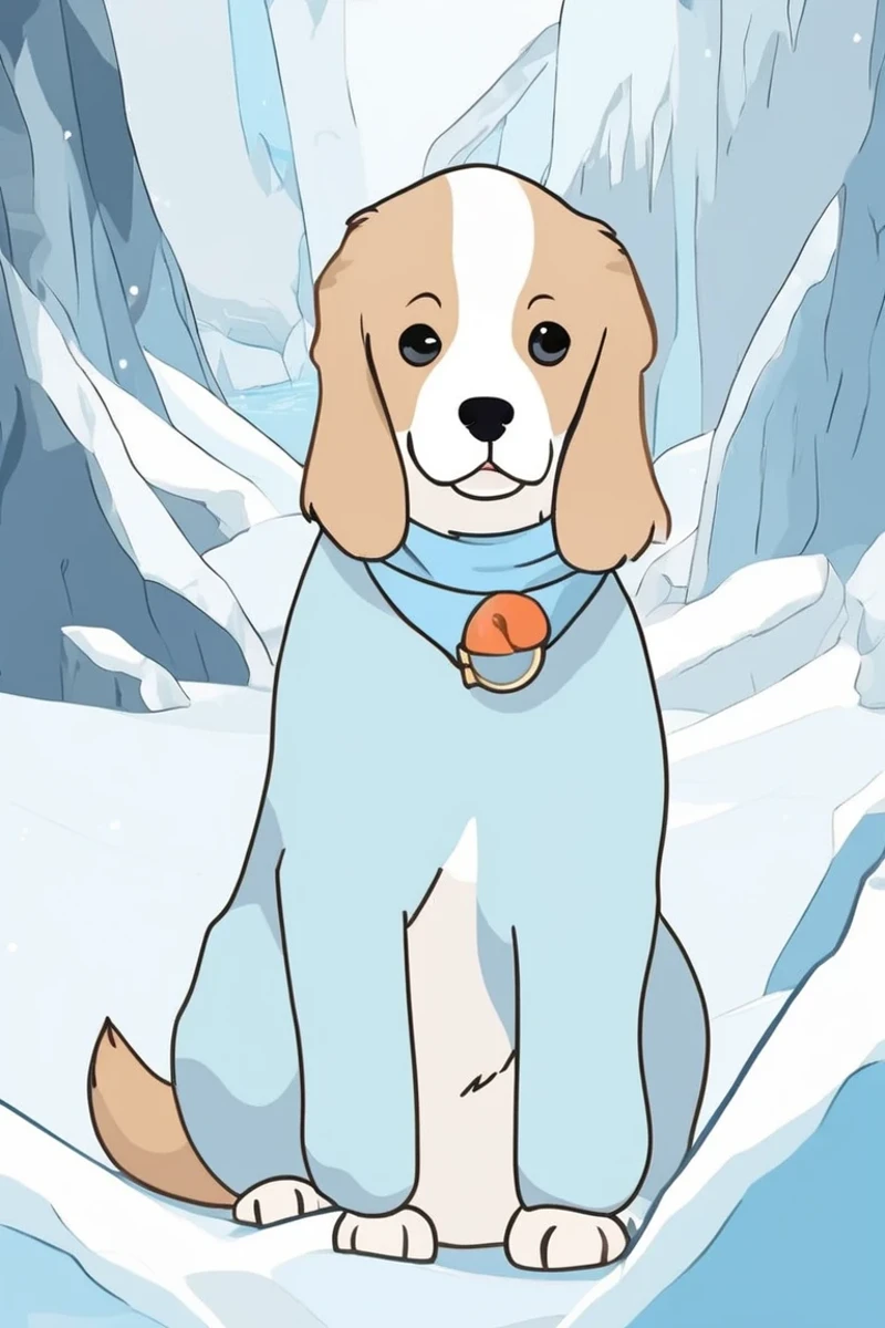 flvcil01 style <lora:style_01_pastel_charm_l1-x_flvcil01_style:1>, dog standing,
actress, fallacious,
Glacial ice cave and blue tones,
high quality, masterpiece, highres,