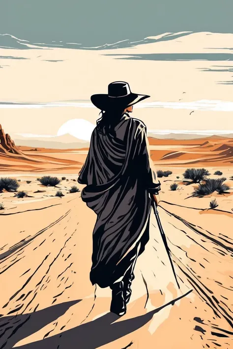 flvcil07 style <lora:style_07_vibrant_pulse_l3-x_flvcil07_style:1>, woman cluseup standing,
artist painter, draconian,
Desert highway and endless horizon,
high quality, masterpiece, highres,