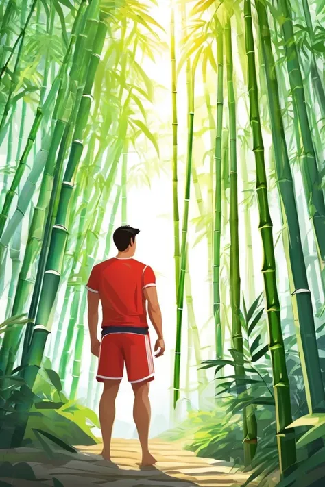 flvcil06 style <lora:style_06_cozy_palette_l0-x_flvcil06_style:1>, man  standing, 
lifeguard, epic,
Bamboo forest and light filtering through, 
high quality, masterpiece, highres,