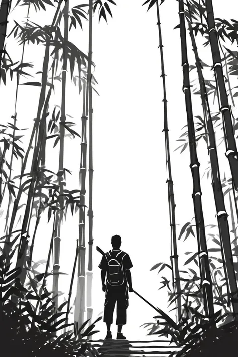 flvcil02 style <lora:style_02_bold_edge_l3-x_flvcil02_style:1>, man  standing, 
lifeguard, epic,
Bamboo forest and light filtering through, 
high quality, masterpiece, highres,