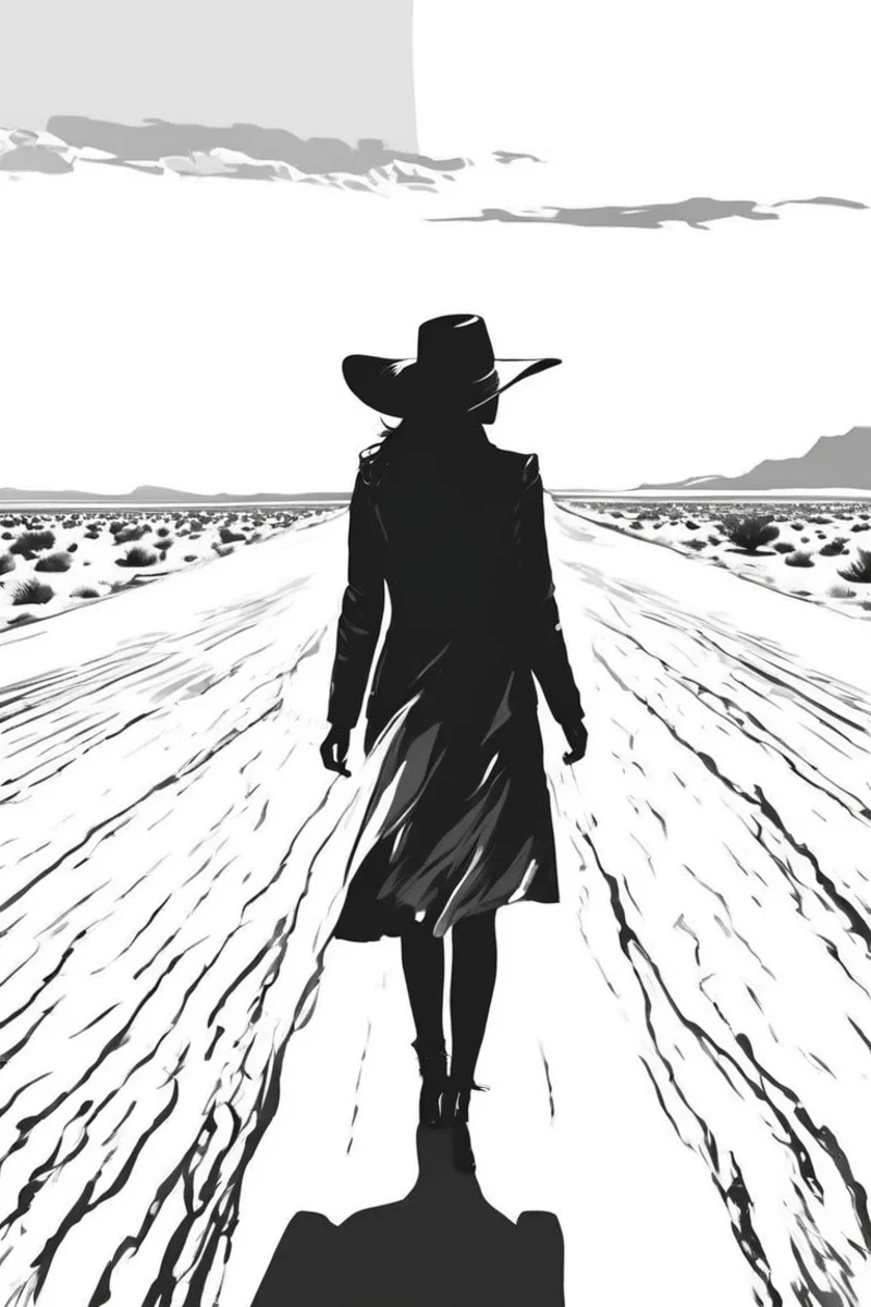 flvcil02 style <lora:style_02_bold_edge_l3-x_flvcil02_style:1>, woman cluseup standing,
artist painter, draconian,
Desert highway and endless horizon,
high quality, masterpiece, highres,