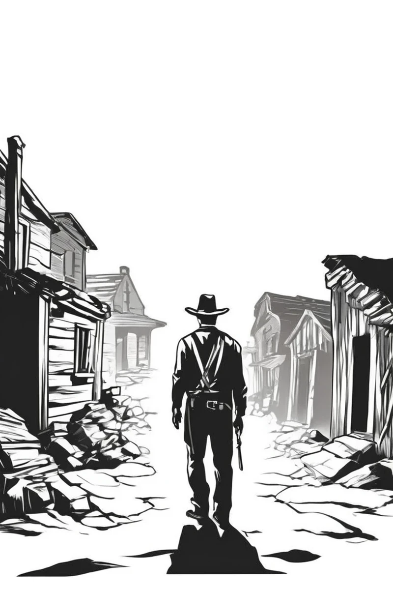 flvcil05 style <lora:style_05_line_art_l2-x_flvcil05_style:1>, man standing,
prisoner, sturdy,
Old western ghost town and dusk,
high quality, masterpiece, highres,