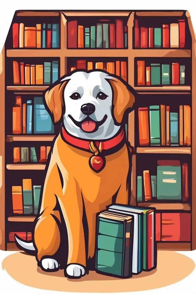 flvcil03 style <lora:style_03_cheerful_shade_l3-x_flvcil03_style:1>, dog standing,
standard-bearer, dazzling,
Old bookstore and shelves and quiet corners,
high quality, masterpiece, highres,
