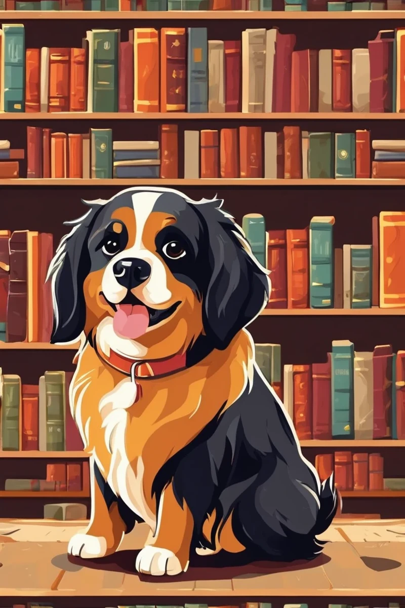 flvcil10 style <lora:style_10_pattern_heavy_l2-x_flvcil10_style:1>, dog standing,
standard-bearer, dazzling,
Old bookstore and shelves and quiet corners,
high quality, masterpiece, highres,