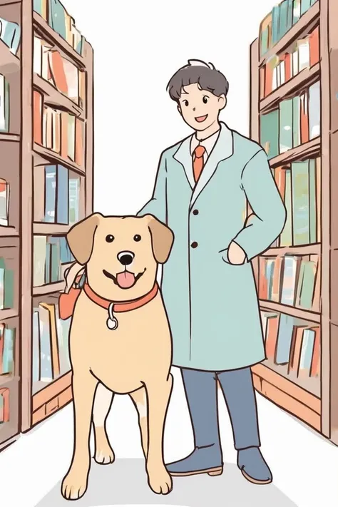flvcil01 style <lora:style_01_pastel_charm_l1-x_flvcil01_style:1>, dog standing,
standard-bearer, dazzling,
Old bookstore and shelves and quiet corners,
high quality, masterpiece, highres,