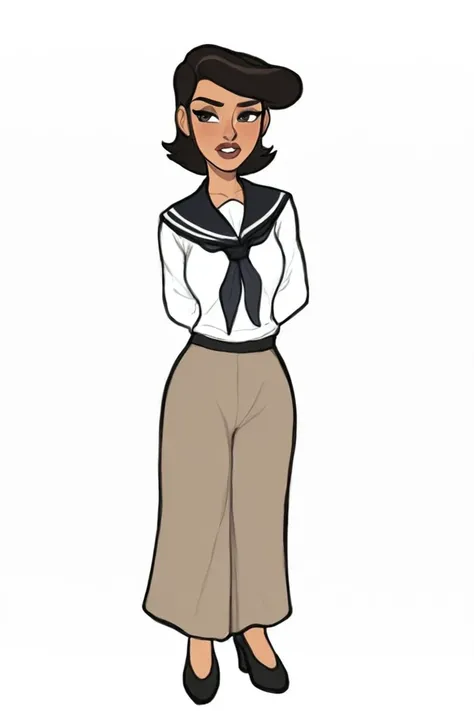 flvcil19 style <lora:style_19_sleek_sharpie_l0-p_flvcil19_style:1>, woman cluseup standing,
sailor, ignorant,
Desert highway and endless horizon,
high quality, masterpiece, highres,