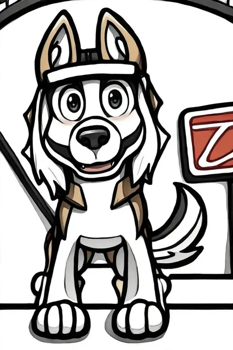 flvcil17 style <lora:style_17_vibrant_pulse_l3-p_flvcil17_style:1>, dog  standing, 
engineer, fascinating,
Classic diner and neon sign, 
high quality, masterpiece, highres,