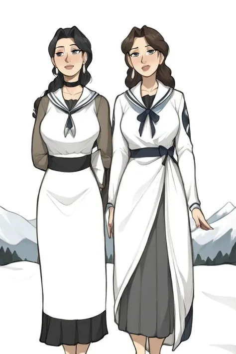 flvcil16 style <lora:style_16_cozy_palette_l0-p_flvcil16_style:1>, woman cluseup standing,
sailor, elegant,
Snowy mountain lodge and ski slopes,
high quality, masterpiece, highres,