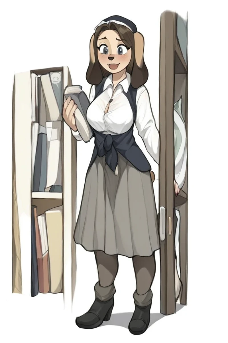 flvcil16 style <lora:style_16_cozy_palette_l0-p_flvcil16_style:1>, dog standing,
standard-bearer, dazzling,
Old bookstore and shelves and quiet corners,
high quality, masterpiece, highres,