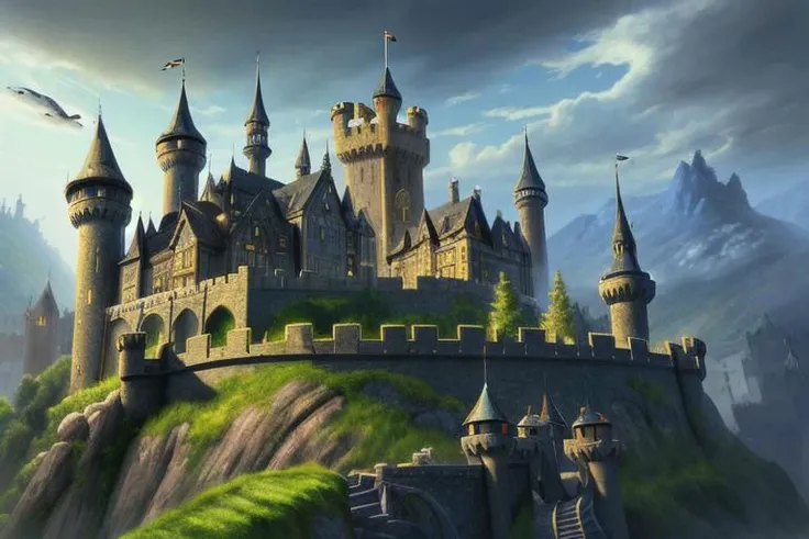 concept, fantasy, town, castle