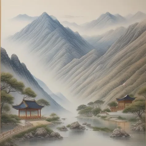 beautiful Chinese Landscape Art, best quality, intricate, water colors