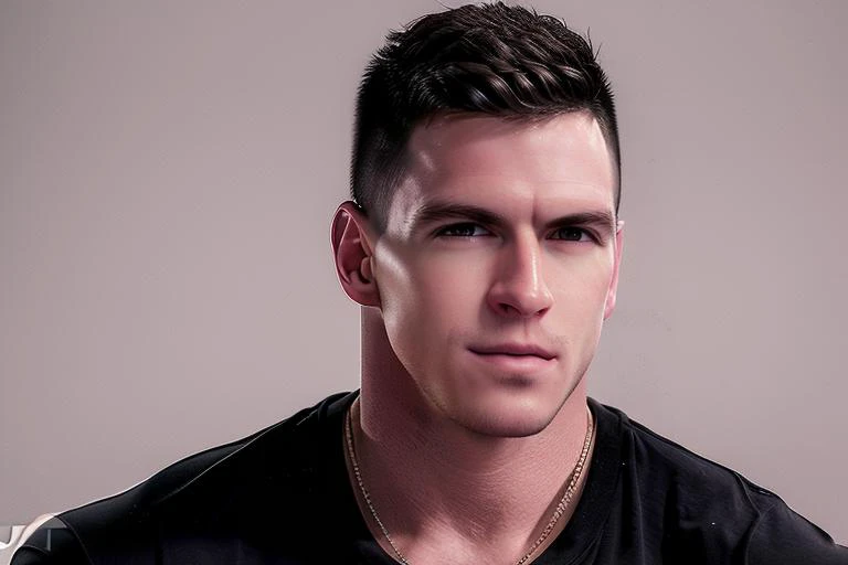 one man, male focus, <lora:paddyov15:1> paddyo, professional studio quality modeling headshot, 4K, simple background, dramatic lighting, neutral expression, realistic skin, fine detail, shirt, ultra realistic photograph, professional photograph, by Gucci photographer.