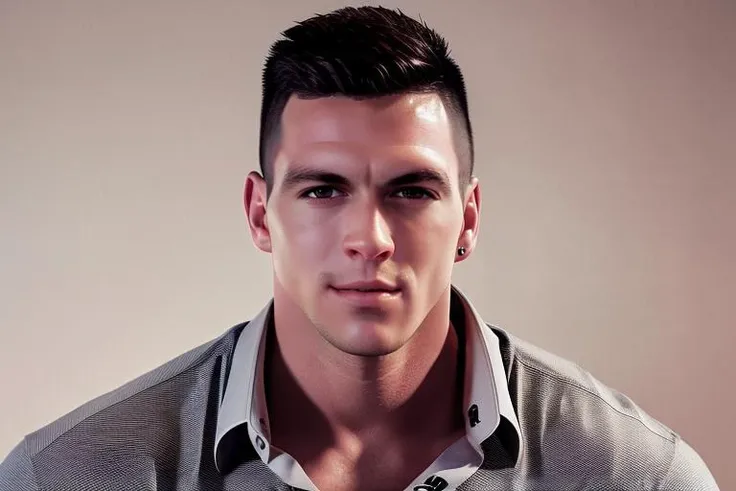 <lora:paddyov15:1> paddyo, professional studio quality modeling headshot, 4K, simple background, dramatic lighting, neutral expression, realistic skin, fine detail, shirt, ultra realistic photograph, professional photograph, by Gucci photographer.