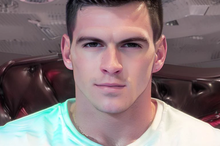 one man, male focus, <lora:paddyov15:1> paddyo, professional studio quality modeling headshot, 4K, simple background, dramatic lighting, neutral expression, realistic skin, fine detail, shirt, ultra realistic photograph, professional photograph, by Gucci photographer.
