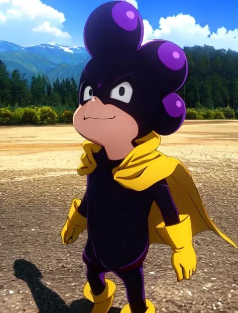 best quality, masterpiece, highres, detailed, digital artwork, <lora:Detail - add_detail:0.2>,  MinoruM, <lora:MinoruM-10:0.9>, 1boy, MinoruMHero, bodysuit, yellow gloves, outdoors, male child, black eyes, white diaper, smug,