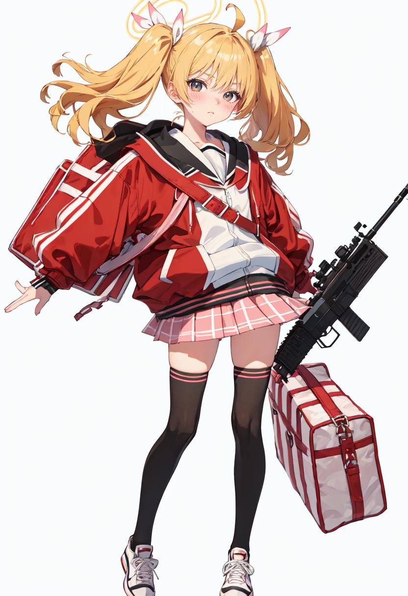 A close up of a person with a gun and a suitcase - SeaArt AI