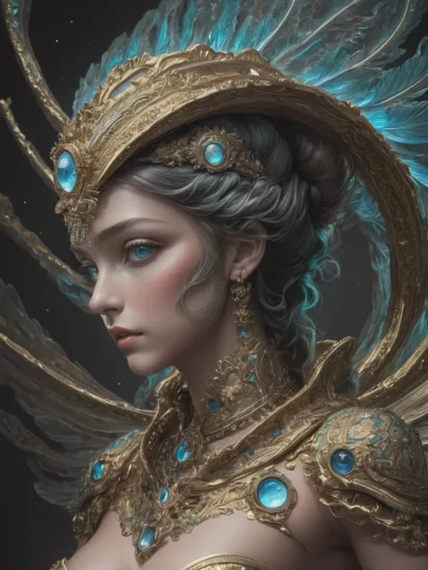arafed woman with feathers and a headdress standing in front of a clock, fantasy art behance, detailed fantasy digital art, intricate wlop, detailed fantasy art, 4k fantasy art, digital fantasy art ), goddess. extremely high detail, digital art fantasy art, 4k highly detailed digital art, stunning cgsociety, elegant cinematic fantasy art