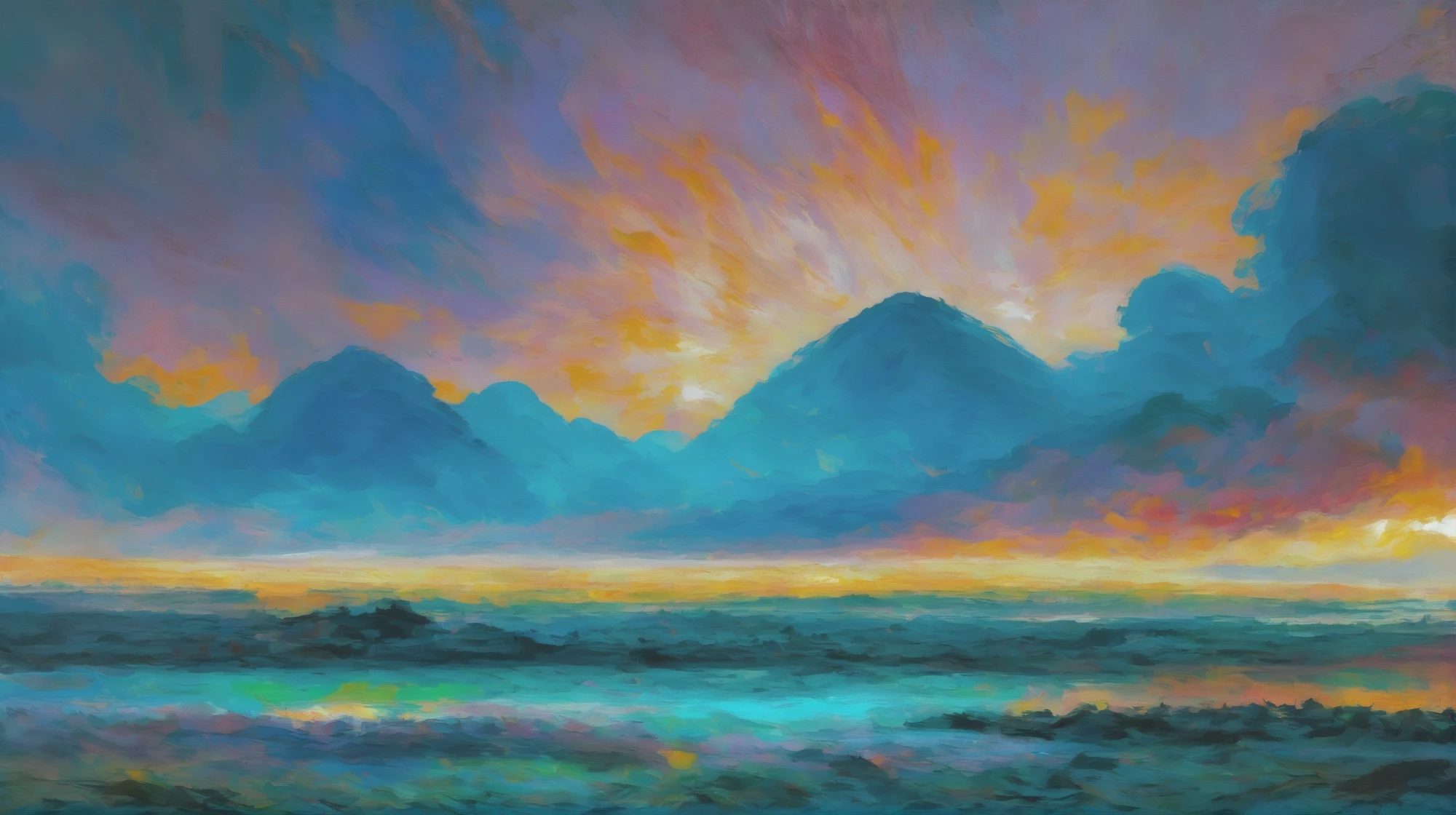oil painting, photoshop rough oil brush set, noon, scenery, "at the Neon Liminal Empyrean", vibrant color scheme<lora:EnvyAnimeOilXL01:1>