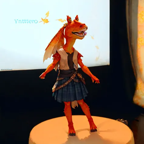 masterpiece, best quality, papercraft, jar jar binks, Beautiful Art Style, 1girl, young woman, Scottish skirt, exotic, bathroom, <lora:papercraftV0.3-000004:1.2>, <lora:jarJarBinksGunganStar_v3:0.6>
