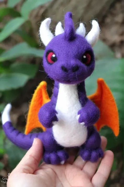 <lora:ç¾æ¯æ¯¡:0.6> Wool felt doll, felt, wool felt, , a purple fire dragon in a dungeon, Dungeons and Dragons,