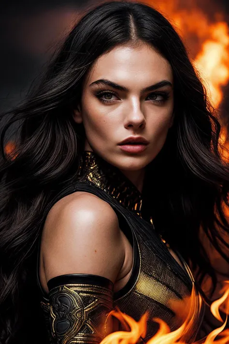 "Megan Fox, Beautiful goddess, tattoos, wearing Full diamond jumpsuit with accents, diamant jewels, dark eyes, face mask, Side Eye Mask, Silk Eye Mask, Eye Mask, dark imca background , intricate details, cinematic lighting, photo realistic, close-up portrait, Realism, DarkArt, dark gold background, 8k, designed by H.R. Giger”