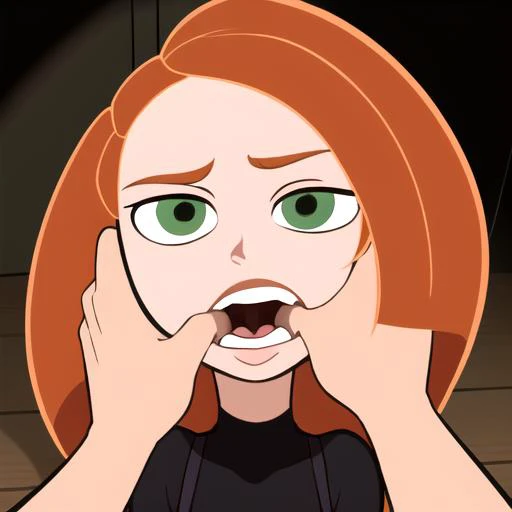 masterpiece:1.2, best quality:1.4, high quality, 1girl, <lora:kim_possible_offset:1> kim possible, green eyes, long hair, orange hair, <lora:fingerinmouth:1> finger in another's mouth,open mouth , tongue, teeth,tongue out, pov