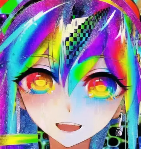 1girl, portrait <lora:glitchcore:0.79> glitchcore, heterochromia, masterpiece, best quality, solo, looking at viewer