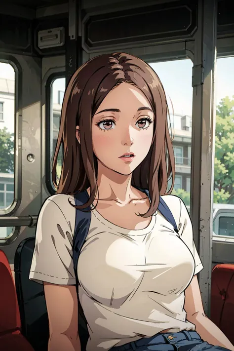 surrealist photo of JeanMichaels, wearing Tunic, upper body, bus interior, natural lighting, eye level, <lora:JeanMichaels:1>