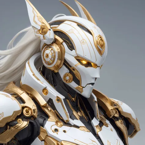 cinematic photo long shot portrait of a (White) ivory mechanical warmachine with (gold) and (black) details, scfi-fi, subsurface scattering, hyper realistic, concept art, illustration, extremely detailed, extremely intricate, extremely sharp lines, sharp focus, fascinating, 4k, 8k, smooth, masterpiece, award-winning, art by jim lee, art by wlop, full body shot, . 35mm photograph, film, bokeh, professional, 4k, highly detailed