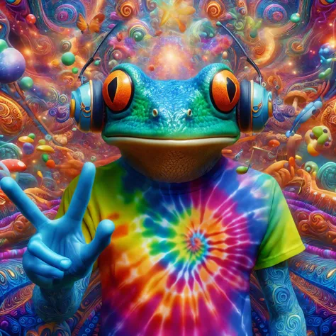 cinematic photo Psychedelic style a (((Psychedelic))) technicolored mushroom dream world, all around growing morphing mushrooms and music. (tie-died t-shirts). <lora:xl_more_art-full_v1:4> (((Psychedelic))) Rainbow Sky, cinematic photorealistic, 8k uhd natural lighting, raw, rich, intricate details, key visual, atmospheric lighting, 35mm photograph, film, bokeh, professional, 4k, highly detailed . Vibrant colors, swirling patterns, abstract forms, surreal, trippy . 35mm photograph, film, bokeh, professional, 4k, highly detailed