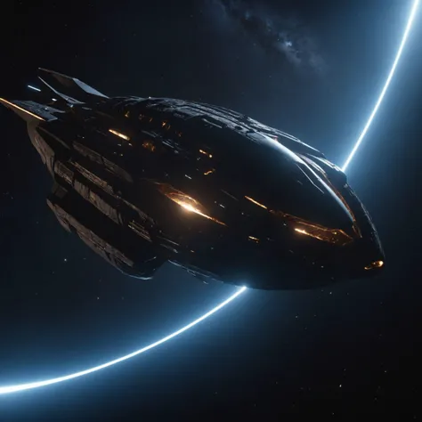 Organic spear head looking bulbous black skinned Space ship (void hawk), in a dark space scene. jumping through a black hole. The Reality Dysfunction. <lora:epiNoiseoffset_v2:2.5> , amazing contrast starfield in the background., cinematic photorealistic, 8k uhd natural lighting, raw, rich, intricate details, key visual, atmospheric lighting, 35mm photograph, film, bokeh, professional, 4k, highly detailed