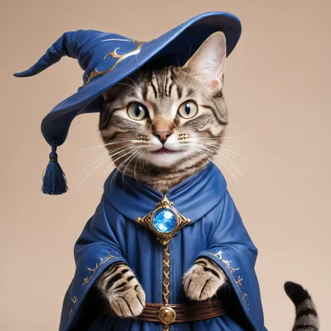 blue wizard cat with a big smile.