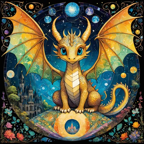 anime artwork Symmetrical , Magical Mathematics two parts in one art, double exposure, cute little detailed shocked perfect dragon trying to understand what all these weird scary words mean : Hyperbola, Parabola, Pi, Euler's Number, Complex Numbers, Tessellations, Orthogonal Projection, Riemann Surface, Golden Ratio, best quality, dark tales, Craola, Dan Mumford, Andy Kehoe, Miyazaki 2d, flat, cute, adorable, vintage, art on a cracked paper, fairytale, patchwork, stained glass, storybook detailed illustration, cinematic, ultra highly detailed, tiny details, beautiful details, mystical, luminism, vibrant colors, complex background . anime style, key visual, vibrant, studio anime, highly detailed