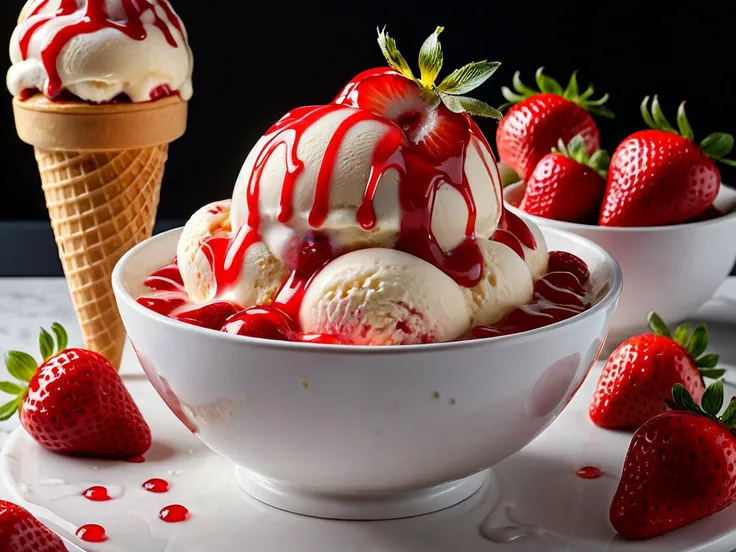 8k uhd, natural lighting, raw, rich, intricate details, key visual, atmospheric lighting, 4k, highly detailed, professional, highly detailed, 35mm photograph,
sharp focus, 3d
scoops of ice cream in white ceramic bowl, dripping with strawberry topping, icy cold, creamy, best quality,
vivid colors,
<lora:RMSDXL_Enhance:1>,
<lora:add-detail-xl:0.8>,
<lora:RMSDXL_Darkness_Cinema:1>,