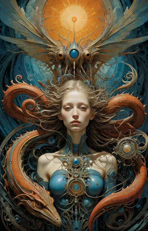 Proffesional analogue photography by Annie Lebowitz,girl , Aaron Horkey, Roger Dean,(Hanna Yata:0.4), masterpiece,poster,hyper detailed