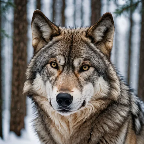 cinematic photo cinematic photo Face of a timber wolf looking at the camera, in a snowy winter pine forest. . 35mm photograph, film, bokeh, professional, 4k, highly detailed, cinematic photorealistic, 8k uhd natural lighting, raw, rich, intricate details, key visual, atmospheric lighting, 35mm photograph, film, bokeh, professional, 4k, highly detailed . 35mm photograph, film, bokeh, professional, 4k, highly detailed