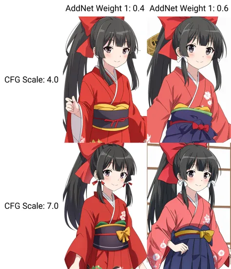 yae, anime_art_style, solo, long_hair, looking_at_viewer, blush, smile, bangs, skirt, black_hair, hair_ornament, long_sleeves, bow, ribbon, closed_mouth, hair_ribbon, ponytail, hair_bow, sidelocks, japanese_clothes, kimono, black_eyes, red_bow