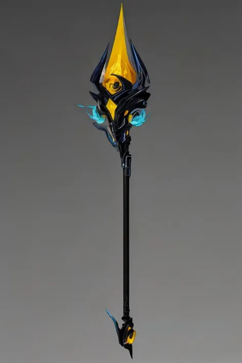 breathtaking full shot, hdr, dynamic lighting, (masterpiece, top quality, best quality, official art, beautiful and aesthetic:1.2),(8k, best quality, masterpiece:1.2), weapon, no humans, epic glowing darkness staff, fantasy, yellow crystal, light particles, reflective surface, still life, glowing weapon, floating, glowing, simple background, <lora:Mild detail adjusterV10:0.2> <lora:CGgameweaponicon gsw:1> CGgameweaponicon gsw (edgQuality:1.2), <lora:lcm-lora-sdv1-5:0.7>, masterpiece, award-winning, professional, highly detailed, Vector art, Vivid colors, Clean lines, Sharp edges, Minimalist, Precise geometry, Simplistic, Smooth curves, Bold outlines, Crisp shapes, Flat colors, Illustration art piece, High contrast shadows, Technical illustration, Graphic design, Vector graphics, High contrast, Precision artwork, Linear compositions, Scalable artwork, Digital art
