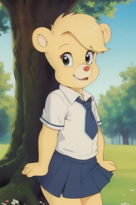 sunni_gummi, gummi_bears, short stack, school uniform, blouse, skirt, <lora:SunniGummi:0.8>, uploaded on e621, (detailed background, depth of field), (intricate:1.1), (high detail:1.2), (soft focus), (masterpiece, best quality, 4k, 2k, shaded, absurd res), by Cherrikissu, by Tricksta, by tohfu