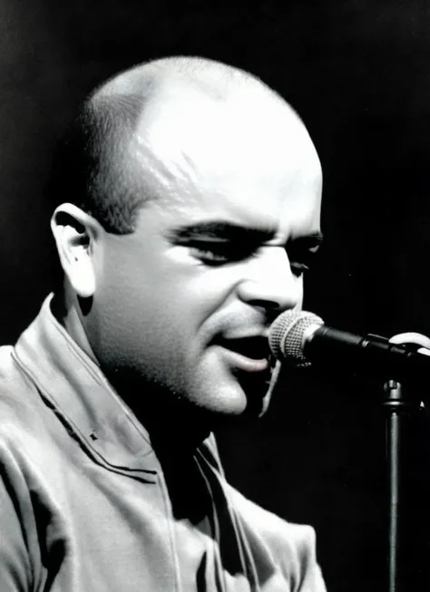 portrait of sks man ((lucaprodan:1)), without hair,high detailed face, with a microphone in the hand, 8k <lyco:locon_perfecteyes_v1_from_v1_64_32:0.80> <lora:lucaprodan:1>