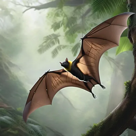 rainforest , bats01, intricate, hyper detailed, concept art, smooth, sharp focus, ray tracing, vibrant, photorealistic <lora:bats01-xl:1>