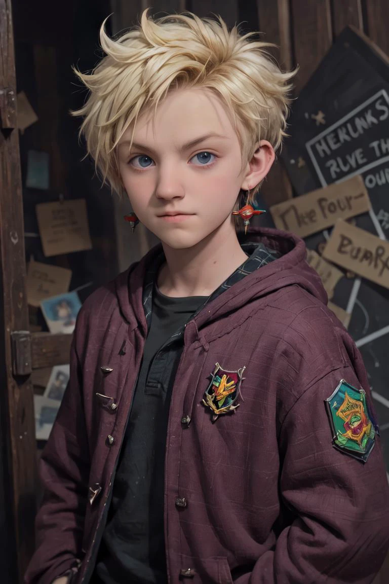 GS-Masculine, AS-YoungV2, age 20, 1boy, luna lovegood, genderswap, genderswap \(ftm\)
, androgynous, punk, ambiguous gender
, (spiked hair:1.2), blonde hair, (short hair:1.2), torn clothes, rainbow hair, radish earings, niji pride
, 20 years old, hogwarts robes, (harry potter \(series\):0.8)
, masterpiece, best quality, highly detailed
, RAW photo, high detail, film grain, masterpiece, realistic, solo
<lora:Luna Lovegood (small):0.5> <lora:Luna Lovegood:0.55><lora:nijipride-10:0.55>
