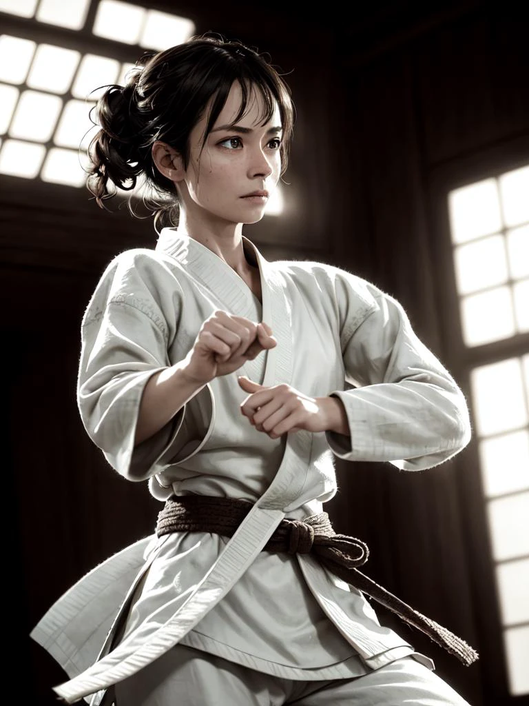 a girl, karate gi
, flying kick, fighting stance,
BREAK
, natural skin texture, 24mm, 4k textures, soft cinematic light, adobe lightroom, photolab, hdr, intricate, elegant, highly detailed, sharp focus, ((((cinematic look)))), soothing tones, insane details, intricate details, hyperdetailed, low contrast, soft cinematic light, dim colors, exposure blend, hdr, faded, realistic, RAW